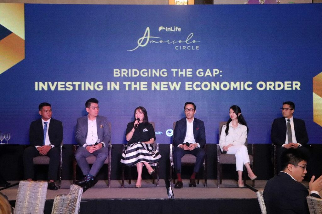 (From left) InLife Portfolio Analyst Albert Castillo, Franklin Templeton’s Eugene Lau and Christy Tan; JP Morgan Asset Management’s Supreet Bhan; Fidelity International’s Shuangwei Liao; and InLife Equities Fund Manager Ron Lantin discuss how to invest in the New Economic Order.